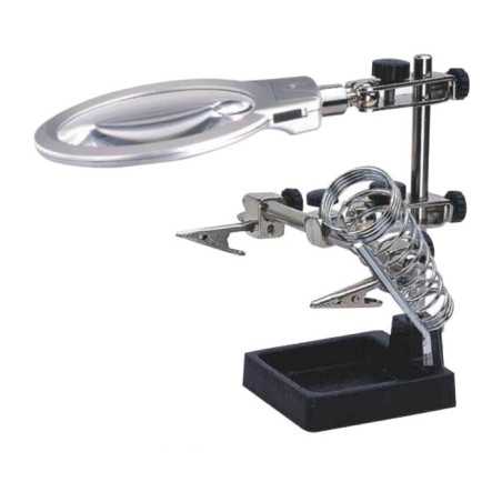 UCHWYT MONTAŻOWY Z LUPĄ PODSTAWKĄ LED - TRZECIA RĘKA