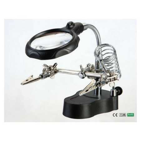 TRZECIA REKA UCHWYT MONTAŻOWY Z LUPĄ PODŚWIETLENIE LED PODSTAWKA PES0046
