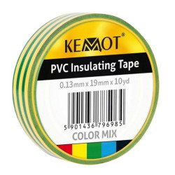 TAŚMA IZOLACYJNA ŻÓŁTO-ZIELONA PVC KEMOT 0,13x19mm 10Y