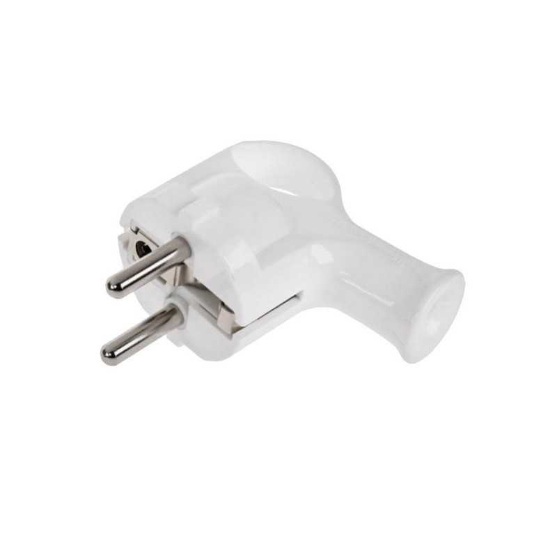 WTYCZKA SIECIOWA WT-40 KĄTOWA Z UCHEM BIAŁA 230V 16A Z UZIEMIENIEM