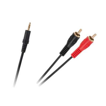 KABEL JACK 3,5 - 2x RCA 1,5m ZŁOTE KOŃCÓWKI CZARNY KPO2748-1,5