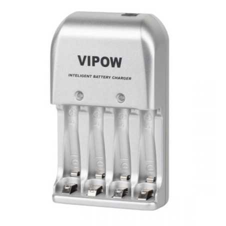 ŁADOWARKA AKUMULATORÓW 4x AA AAA PFC001 VIPOW 230V, 12V, PORT USB 5V