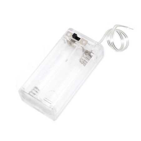 KOSZYK POJEMNIK BATERII 2x AA PŁASKI PRZEZROCZYSTY Z WYŁĄCZNIKIEM ZAMYKANY 2x R6