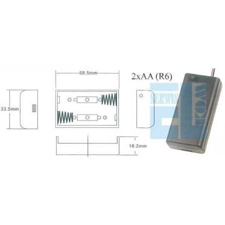 KOSZYK POJEMNIK BATERII 2x AA PŁASKI PRZEZROCZYSTY Z WYŁĄCZNIKIEM ZAMYKANY 2x R6