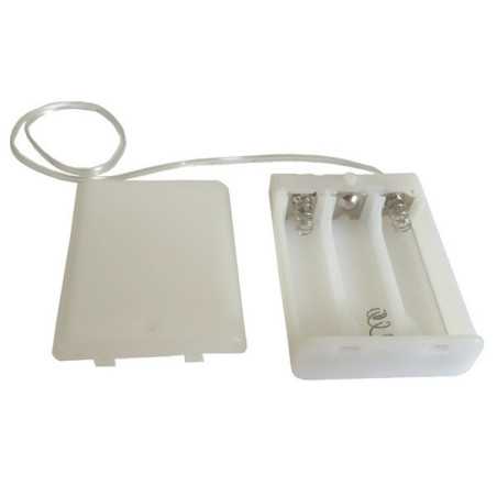 KOSZYK POJEMNIK BATERII 3x AA PŁASKI BIAŁY Z WYŁĄCZNIKIEM ZAMYKANY 3xR6