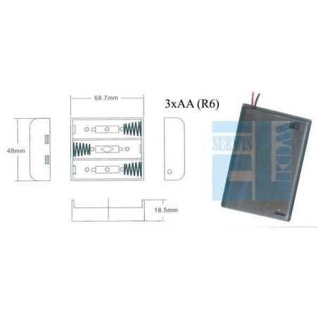 KOSZYK POJEMNIK BATERII 3x AA PŁASKI PRZEZROCZYSTY Z WYŁĄCZNIKIEM ZAMYKANY 3xR6