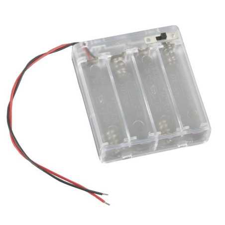 KOSZYK POJEMNIK BATERII 4x AA PŁASKI PRZEZROCZYSTY Z WYŁĄCZNIKIEM ZAMYKANY 4xR6