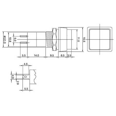 PRZEŁĄCZNIK PBS-12A BISTABILNY CZERWONY 1A 250V KWADRATOWY