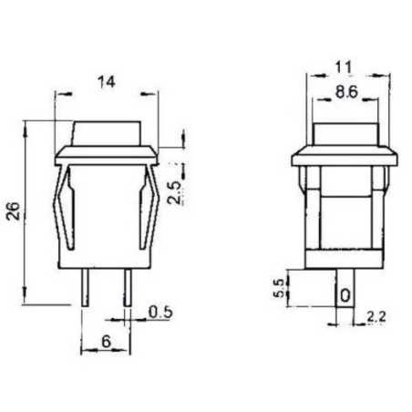 PRZYCISK PBS-14AG BISTABILNY ZIELONY 1A 250V KWADRATOWY ZATRZASK