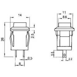 PRZYCISK PBS-14BR MONOSTABILNY CZERWONY 1A 250V KWADRATOWY ZATRZASK