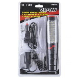 LAMPA 30+7 LED WARSZTATOWA z ładowarką sieciową i samochodową + AKUMULATORKI