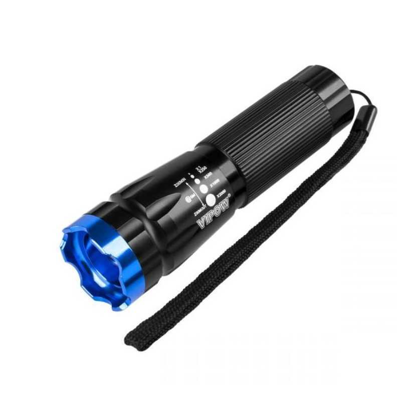 LATARKA DIODOWA 1W ZOOM RĘCZNA ALUMINIOWA VIPOW 60-80lm