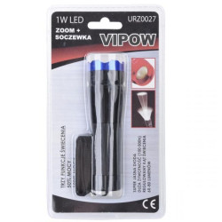 LATARKA DIODOWA 1W ZOOM RĘCZNA ALUMINIOWA VIPOW 60-80lm