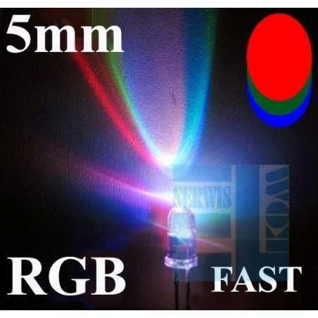 DIODA LED 5mm MIGAJĄCA R-G-B CZERWONO-ZIELONO-NIEBIESKA FAST MATOWA 2N