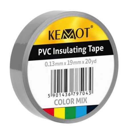 TAŚMA IZOLACYJNA SZARA PVC KEMOT 0,13x19mm 20Y