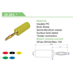 WTYK BANAN 2mm NIEBIESKI ZŁOCONY 26mm 25.203.5 10A 60V