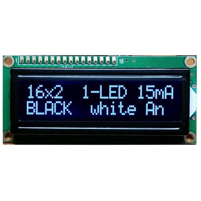 WYŚWIETLACZ LCD 2x16 1602A DIW W/KK WHITE CYRYLICA CZARNE TŁO