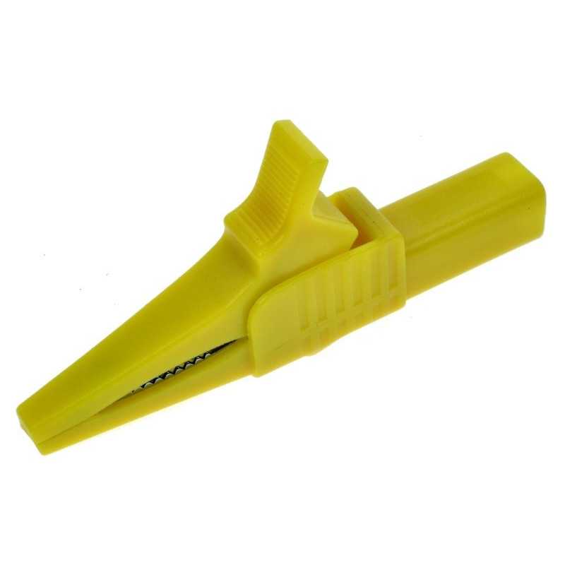 KROKODYLEK GNIAZDO 4mm ŻÓŁTY BEZPIECZNY 32A 1000V 83,5mm IZOLOWANY