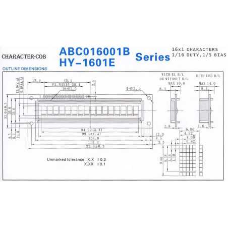 WYŚWIETLACZ LCD 1x16 B W/B DUŻE ZNAKI BIG 16x1