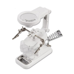 TRZECIA REKA UCHWYT MONTAŻOWY Z LUPĄ x3/4.5/25 PODŚWIETLENIE LED PODSTAWKA PES0083