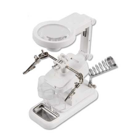 TRZECIA REKA UCHWYT MONTAŻOWY Z LUPĄ x3/4.5/25 PODŚWIETLENIE LED PODSTAWKA PES0083