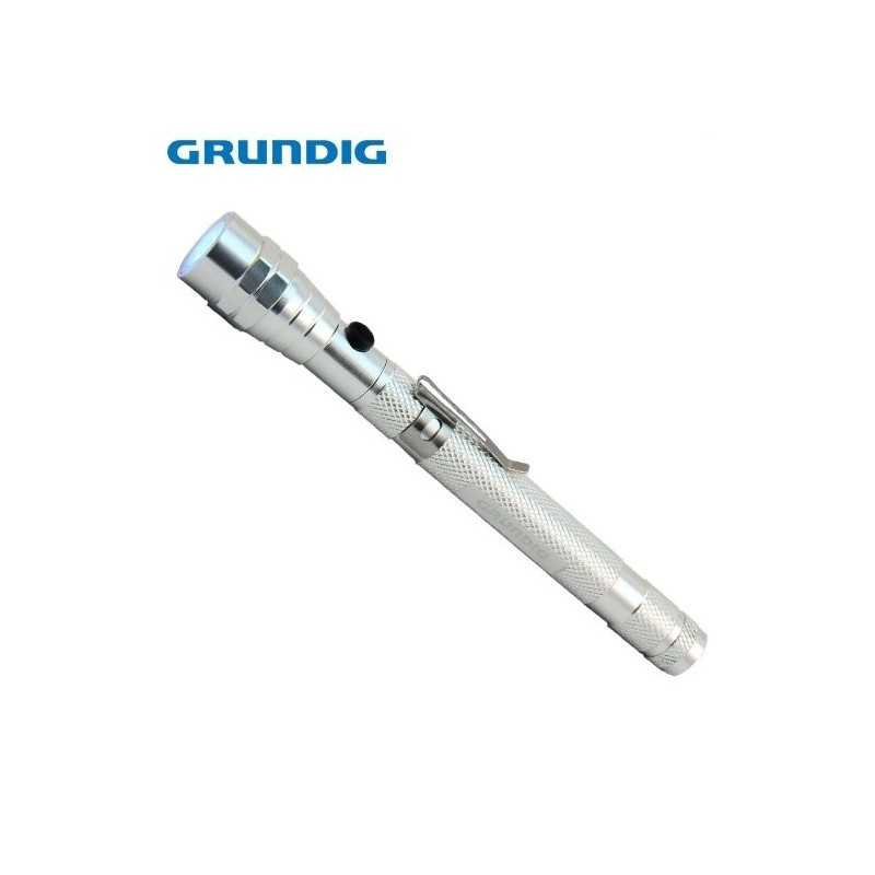 LATARKA 3 LED TELESKOPOWA GRUNDIG SREBRNA