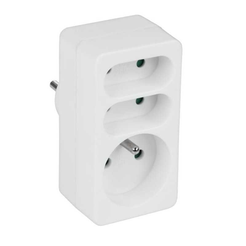 ROZGAŁĘŹNIK SIECIOWY 3 gniazda 230V Z UZIEMIENIEM 1x OKRĄGŁY 2x PŁASKI