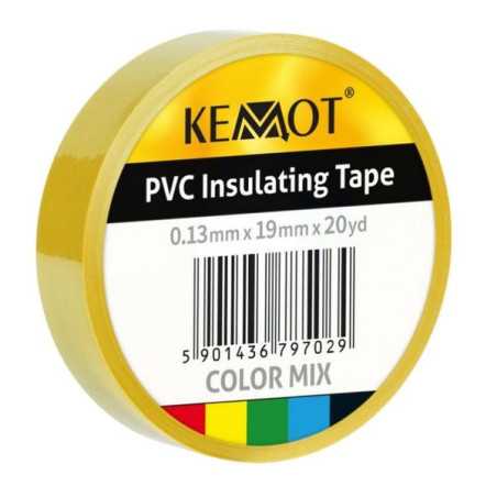 TAŚMA IZOLACYJNA ŻÓŁTA PVC KEMOT 0,13x19mm 20Y