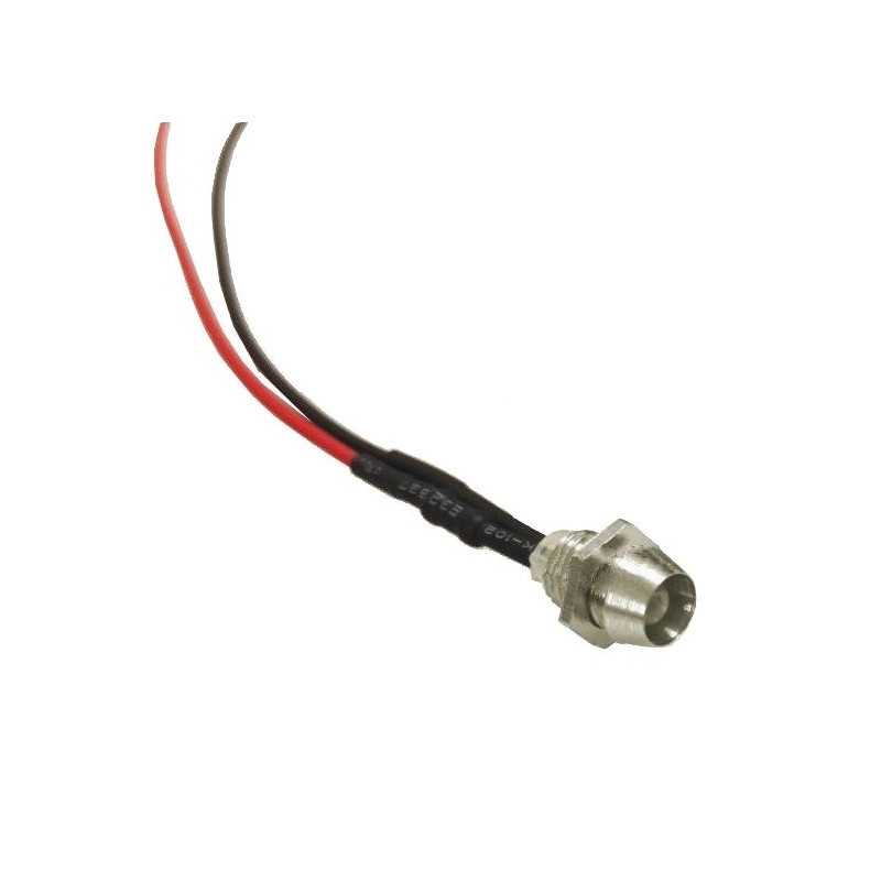 DIODA LED 3mm CZERWONA 12V CLEAR KONTROLKA SYGNALIZACYJNA Z OPRAWKĄ /AK9355