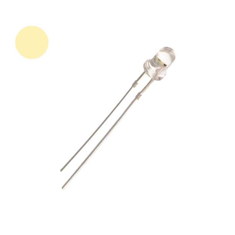 DIODA LED 3mm 12V BIAŁA CIEPŁA 3cd 12V 15mA OPTOSUPLY