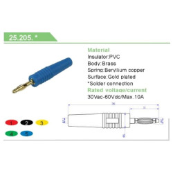 WTYK BANAN 2mm ŻÓŁTY ZŁOCONY 36mm 25.205.3 10A 60V