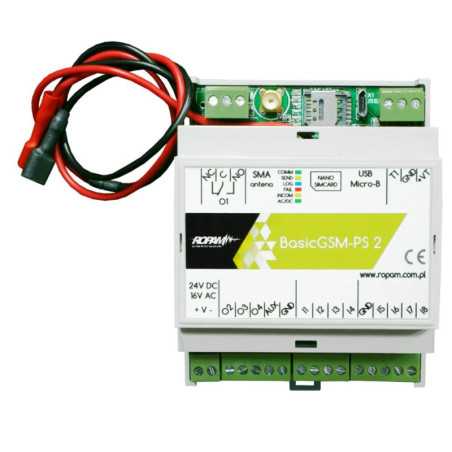 BasicGSM-PS-D4M 2 DIN MODUŁ POWIADOMIENIA I STEROWANIA GSM 17VAC/24VDC ZASILACZ BUFOROWY 12V/2A