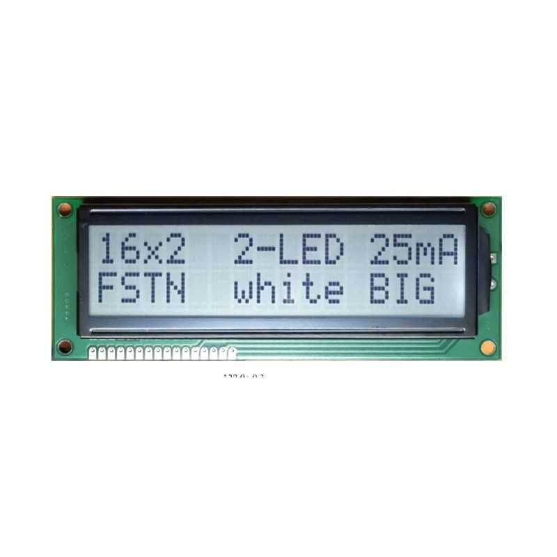 WYŚWIETLACZ LCD 2x16 1602B FHW K/W BIAŁY BIG DUŻE ZNAKI 16x2 CYRYLICA