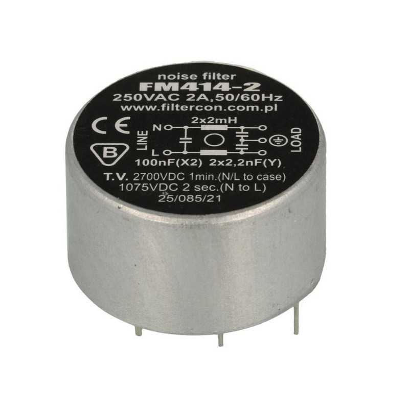 FILTR PRZECIWZAKŁÓCENIOWY FM414-2 250VAC 3,7mH 100nF 2,2nF 2A (THT)