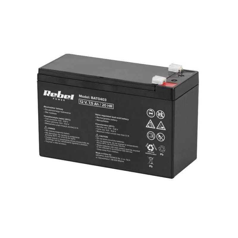 AKUMULATOR ŻELOWY 12V 7,5Ah REBEL