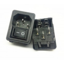 GNIAZDO AC IEC 250V Z WYŁĄCZNIKIEM MONTAŻ DO OBUDOWY MĘSKIE /8151 BOK