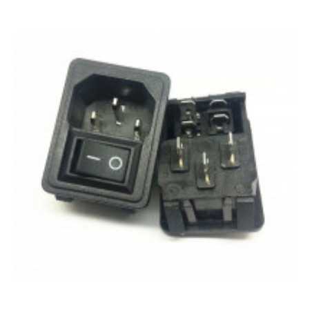 GNIAZDO AC IEC 250V Z WYŁĄCZNIKIEM MONTAŻ DO OBUDOWY MĘSKIE /8151 BOK