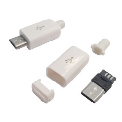 USB WTYK TYP MICRO "B" BIAŁY MONTAŻ NA KABEL + OSŁONA