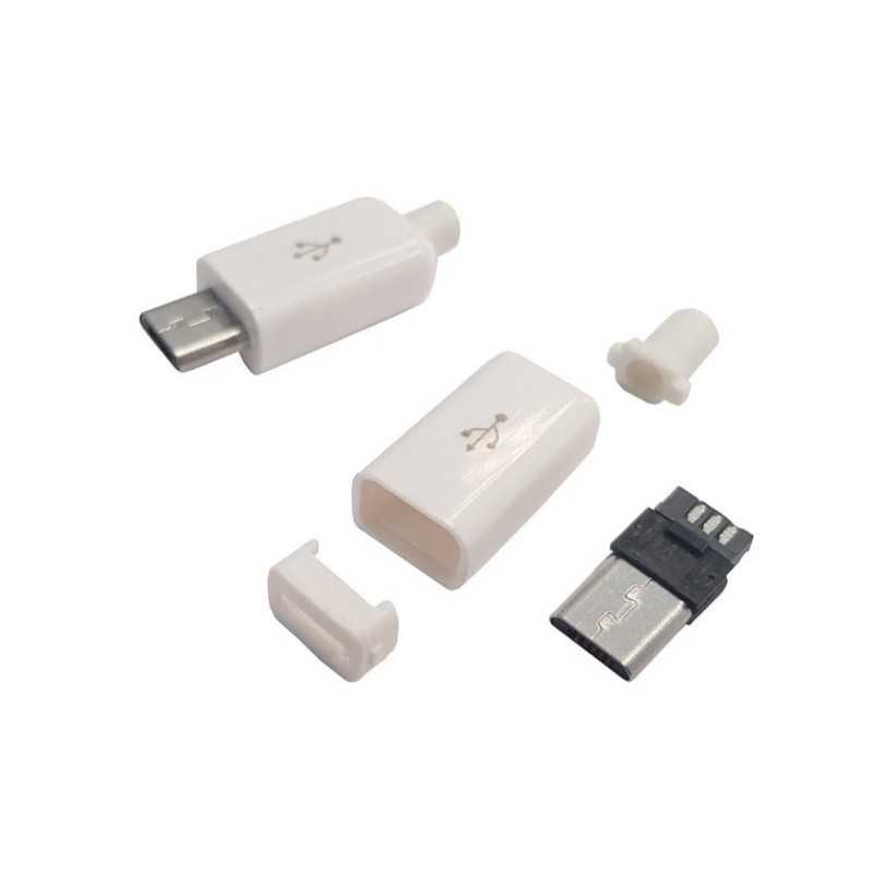 USB WTYK TYP MICRO "B" BIAŁY MONTAŻ NA KABEL + OSŁONA