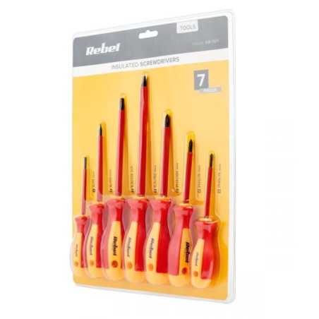 ZESTAW WKRĘTAKÓW DLA ELEKTRYKA 7 CZĘŚCI IZOLOWANE 1000V REBEL