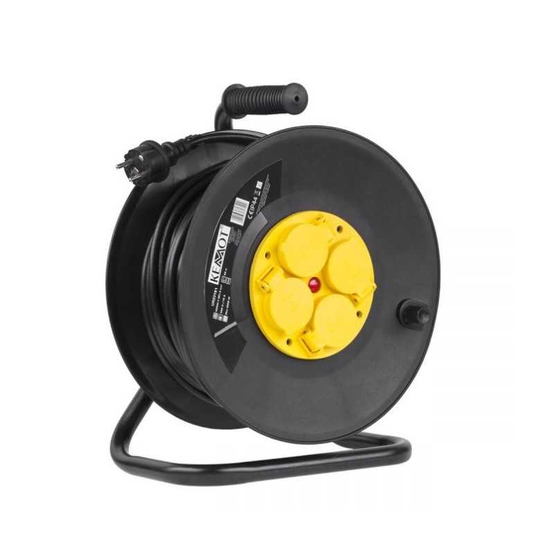 PRZEDŁUŻACZ SIECIOWY ZWIJANY 4-GN. 25m REBEL IP44