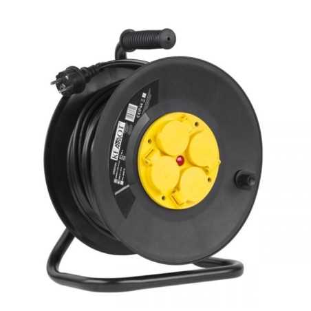 PRZEDŁUŻACZ SIECIOWY ZWIJANY 4-GN. 25m REBEL IP44