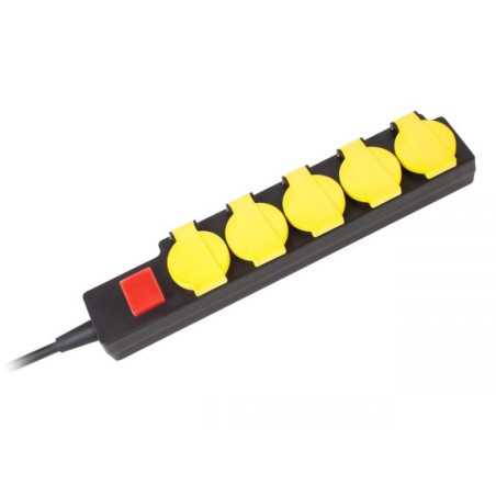 PRZEDŁUŻACZ OGRODOWY 5-GN. Z WYŁĄCZNIKIEM 3m REBEL IP44