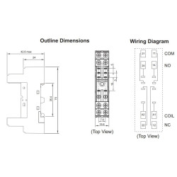 GNIAZDO PODSTAWKA PRZEKAŹNIKA 14FF DIN 250V 10A NA SZYNE DIN BEZ WYRZUTNIKA