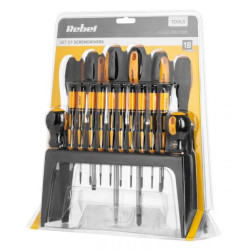 ZESTAW WKRĘTAKÓW ŚRUBOKRĘTÓW 10+8 - 18 CZĘŚCI REBEL