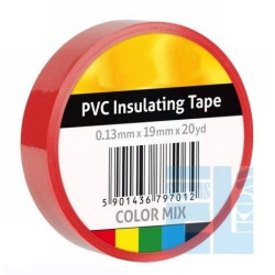 TAŚMA IZOLACYJNA CZERWONA 20Y PVC KEMOT 0,13x19mm
