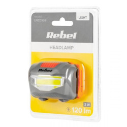 LATARKA CZOŁOWA NA GŁOWE 3W LED COB REBEL 3-FUNKCJE 100/50/STROBOSKOP