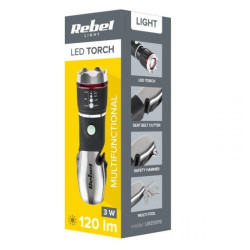 LATARKA WIELOFUNKCYJNA 3W REBEL 8 FUNKCJI NÓŻ MŁOTEK INNE