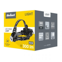 LATARKA CZOŁOWA 10W AKUMULATOROWA 2x 3,7V REBEL 3 FUNKCJE ZOOM