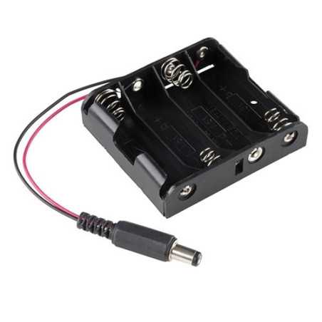 KOSZYK BATERII POJEMNIK 4x AA Z WTYKIEM 2,1/5,5 DC PŁASKI 4xR6